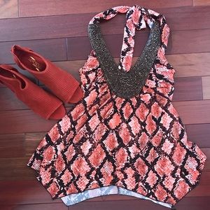 🔥NWOT VENUS Embellished Neckline Halter